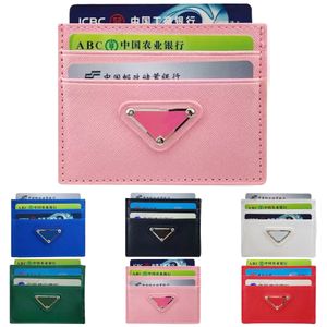 Womens Card Case Luxury Designer Triangle Coin Purses Mens Classic Card Holders Leather Poke Card Pocket Organizer Keychain Passport Holder Key Wallets Key Pouch
