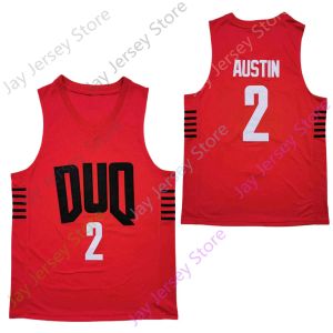 2022 NYA NCAA DUQ DUQUESNE JERSEYS 2 EO AUSTIN BASKABALL JERSEY COLLEGE Rödstorlek Män