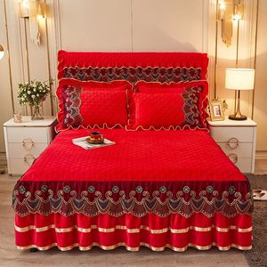 Bed Skirt Luxury Lace Bedspread on The Bed Thick Home Bed Skirt-style Bed Sheets Embroidery Cotton European-style Bed Spreads 231129