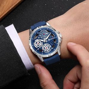 Wristwatches Luxury Men Watch Calendar Dial Men's Quartz Wristwatch Silicone Strap Male Sports Waterproof Reloj Business Man Blue White