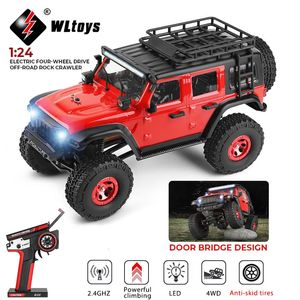 Electric/RC Car Wltoys 2428 1 24 Mini RC Car 2.4G med LED-lampor 4WD terrängfordonsmodell Remote Control Mechanical Truck Toy for Children 231130