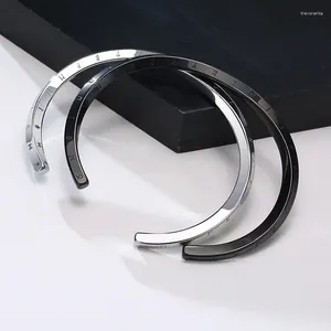 Bangle Punk Vintage czarny srebrny kolor mankiet Bransoletki dla mężczyzn damskie prezenty