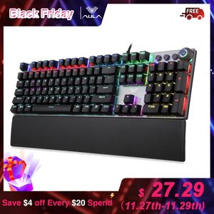 Keyboards AULA F2088 Mechanical Gaming Keyboard Anti-ghosting 104 brown Switch blue Wired Mixed Backlit Keyborad for Game Laptop PC 231130