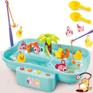 Sand Play Water Fun Fishing Toys For Kids Rotating 1952232CM Fish Game Plastic Parentchild Interactive Table Games Handeye Coordination 231201