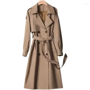 Women's Trench Coats Coat For Women Spring And Autumn Mid Length Fashion Solid Color Temperament Fan British Style A1319