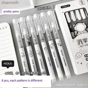 Żelowe długopisy 6PCS Kawaii Pen Pen Bree Brefa płyn igła Pen Pen Black Ink Pen Pen Estetyczny Piękne Pióra Akcesoria biurowe YQ231201