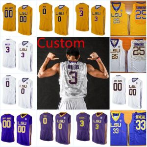 Mens Custom NCAA Basketball Tremont Waters Nazreon Reid Noah Thomas Aundre Hyatt Duop Reath Lsu Tigers Jersey S-3XL