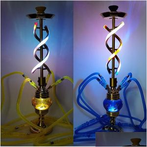 Cigar Accessories 75Cm Tall Hookah Glass With Light Four Tube Bar Fashion Water Smoking Cigaret Filter Holder Tobacco Pipes Portable Dh0Q5