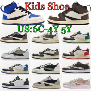 Chłopcy Jumpman 1s Buty Buess Buty 1 High Bute Dzieci Młodzież Kid Toddler Infants Sneaker Chicago Designer Blue Black Treners Toddlers Big Boy Size 22-35