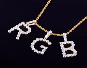 AZ Zircon-collares con letras de tenis, colgante con nombre personalizado para hombres y mujeres, joyería de oro y plata de hip hop con cadena de cuerda 1132018