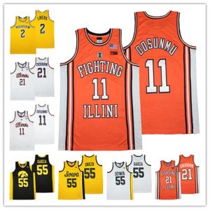 NCAA Illinois Fighting Illini Ayo Dosunmu College Basketball Jerseys Kofi Burn Iowa Hawkeyes Luka Garza Michigan Woerines Isaiah Liver