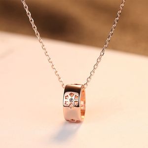 Micro Set Zircon Hollow Snowflake S925 Silver Pendant Necklace Jewelry Sexy Women Rose Gold Round Collar Chain Necklace Women Wedding Party Valentine's Day Gift SPC