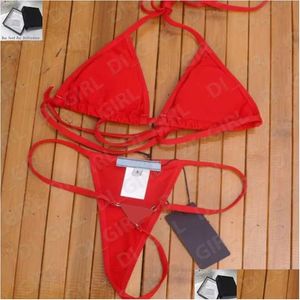 Mulheres Swimwear Biquínis Moda Maiô Alto Elemento Biquíni Feminino Conjunto de Duas Peças 4 Cores Tamanhos-Xl Drop Delivery Vestuário Roupas Otbuz