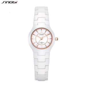 Orologi da donna SINOBI Fashin cinturino in ceramica bianca Orologi da donna Top Luxury Stainless S Ladies Orologi da polso al quarzo Orologio da donna di alta qualità 231201