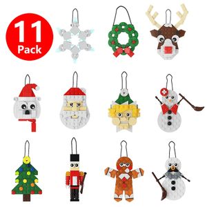 Christmas Toy Supplies Christmas Pendant Snowman Elk Santa Claus Xmas Tree Pendants Building Blocks Ornaments Hanging Home Decorations Brick Toys Gift 231129