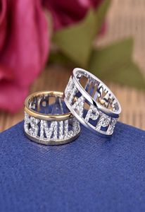Zircon Hollow Letter Ring för män och kvinnor Europeiska och amerikansk personlighetstrend Enkel ringsmycken ZK408582176