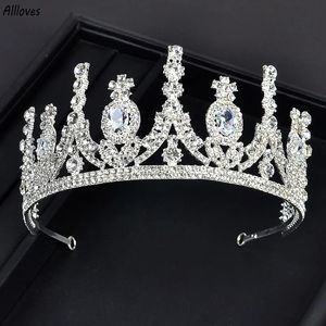 Zircon Brdal Headpieces Tiaras For Wedding Round Crown Luxury Diadem Headband Rhinestone Bridal Headwear King Queen Tiaras Princess Hair Accessories CL0796