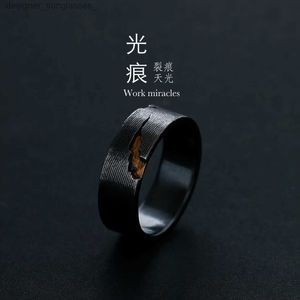 Band Rings 2022 original new design high-end atmosphere ring men's trend retro unique handmade open ring niche single jewelryL231201