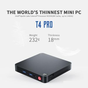 Mini PCS T4 Pro PC Intel Apollo Lake Processor N3350 Windows 10 4K 4GB 64GB BT4.0 1000M AC WiFi Computer Drop Delivery Computers Netwo DHJXR