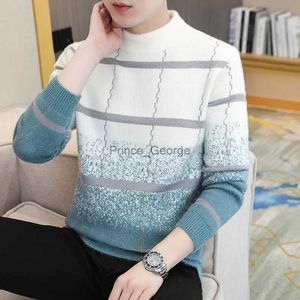 Herrtröjor Vinterplädet Mink Cashmere Sweater Men Half Turtleneck Mens Sweaters Top Quality Pull Homme tjock varm pullover Menlf231114L2402