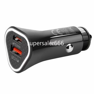 Быстрая быстрая зарядка 38 Вт PD20W 12 Вт USB C Автомобильное зарядное устройство с двумя портами Автомобильные зарядные устройства для Iphone 13 14 15 Pro Max Samsung Xiaomi S1 PC Mp3