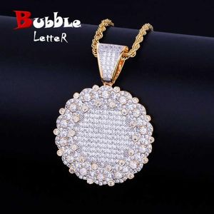 Round Cluster Medallion Gold Pendant Necklace Chain Charm Silver Color Bling Cubic Zircon Men Women Hip Hop Jewelry For Gift J1907285h