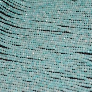 Loose Gemstones Natural Light Blue Peru Amazonite Faceted Round Beads 2.2mm