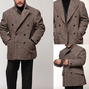 Herrjackor kappa för män mode dubbelbröst kostymer passar manliga kläder fiskbensmönster casual man blazers 231201