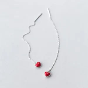 Dangle Earrings MloveAcc Fashion 925 Sterling Silver Cute Red Heart Drop Jewelry For Girls Friends Gift