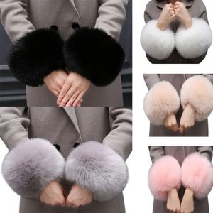 Sleevelet Arm Sleeves Winter Ladie Soft Faux Fur Plush Cuff Oversleeve Windproof Gloves Hand Wrist Warmer Clothing Accesories 231201