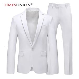 Abiti da uomo Blazer da uomo Set giacca e pantaloni da sposa Colori caramelle Slim Fit Formale Business Stage di lavoro Smoking Groomsman Abito bianco per 231201