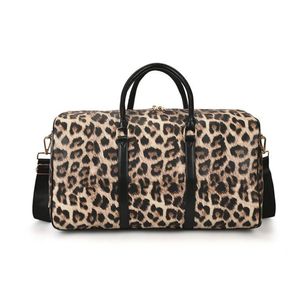 Leopard Designer Duffle Bag Mulheres Bolsas PU Couro Tote Sacos Animal Textura Padrão Weekender Saco de Viagem Grande Capacidade Esportes Ginásio Bolsa de Ombro
