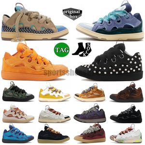 Lavina curb casual designer skor lyx läder klänning sneakers flätad skosnör paris män kvinnor snörning extraordinära tränare gummi nappa lavins med låda