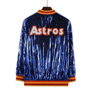 Giacche da donna Giacca bomber blu con paillettes Astro da donna della squadra di baseball 231130