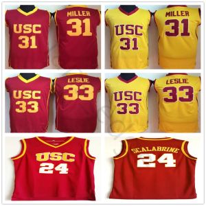 NCAA USC Trojans # 24 Brian Scalabrine College Basketball Jerseys 31 Cheryl Miller 33 Lisa Leslie Vermelho Amarelo Universidade Ed Jersey Camisa