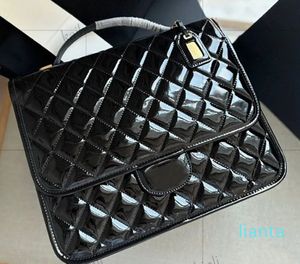 men real leather bags diamond lattice patent cow lamb leather with box set