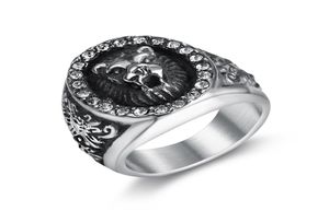 Vintage Lion Ring Men Titanium White Punk Finger Fashion Hase Stal nierdzewna Akcesoria biżuterii Rock Seal Pierścienie imprezowe Prezenty 6447508