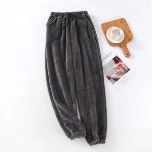 Men's Pants Thick Plush Pajama 2023 Autumn Winter Soft Warm Coral Velvet Casual Solid Flannel Sleepwear Home Wear Trousers