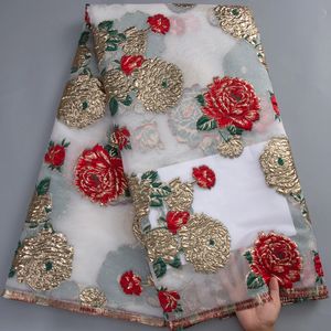 Zanaat Araçları 2023 En son yüksek kaliteli Afrikalı Nijeryalı Tül Kumaş Fransız Organza Parti Elbisesi Brocade Jacquard 5 yarda S3109 231130