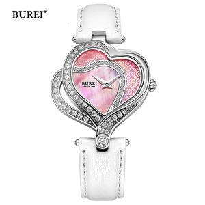 Orologi da donna BUREI Brand Ladies Fashion Heart Watch Donna Impermeabile Luxury Casual Bracciale in pelle Orologi da polso al quarzo Relogio Feminino 231201