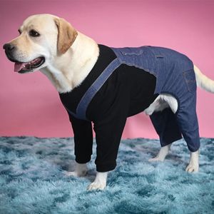 Cão vestuário outono inverno cão grande roupas labrador denim jeans vestido bonito e jogar legal quatro pernas casaco grande pijama 231130