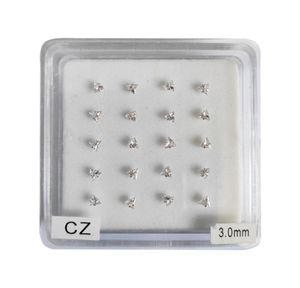 925 sterling silver 3mm trangle clear cubic zirconia nose piercing jewelry nose pin 20pcspack4976984