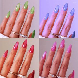 Unhas falsas super flash acessórios falsos olhos de gato glitter designs pontas de amêndoa francesa faux ongles prensa em suprimentos de unhas acrílicas