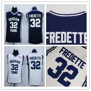 Mens Brigham Young Cougars College Basketball Jerseys 32 Jimmer Fredette Ed Navy Blue Shirts White NCAA Jersey Tops