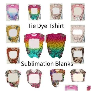 Party Favor Sublimation Blank Tie Dye Tshirts Tee Tops T-Shirt Thermal Transfer Blanks Short Sleeve Clothes For Diy Custom Printing Dhpmt