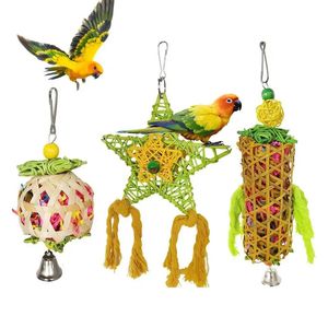 Other Bird Supplies 3PCS Parrot Chew Toy Natural Bird Perch Chewing Bird Toy Woven Cage Bird Cage Toy For Large Bird For Macaws African Gray Birds 231201