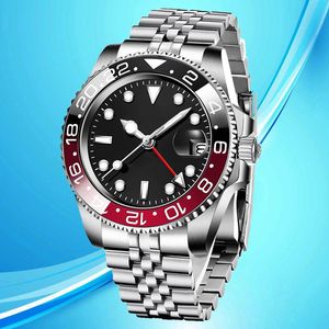 AAA Automatic Watches Designer Blue Red Bezel Luxury الياقوت الفولاذ الميكانيكي المقاوم للصدأ 40 مم 2813 حركة الساعات الموضة رجل الذهب الساعات غير الرسمية Bracele Watch