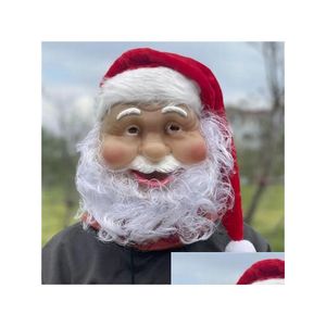 Маски для вечеринок С Рождеством Санта-Клауса Латексная маска Открытый орнамент Милый костюм Маскарад Парик Борода Одевайтесь на Рождество Gc2358 Drop Deliv Dhg7O