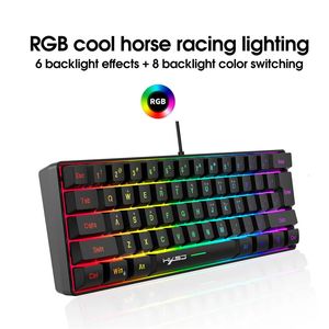 Klawiatury mechaniczne Kompaktowe przenośne RGB Mała przewodowa klawiatura gracza do komputera laptopa PC 60% 61 Klucz ergonomia Czarna biała LV700 231130