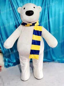 Taille adulte Ours polaire blanc Costume de mascotte Personnage de dessin animé Carnaval Unisexe Halloween Fête d'anniversaire Fantaisie Tenue de plein air pour hommes femmes